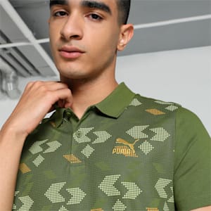 Men's Classics Elevated Printed Slim Fit Polo, Olive Green, extralarge-IND