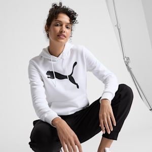 Sudadera con capucha Essentials con logotipo grande de gato para mujer, PUMA White, extralarge