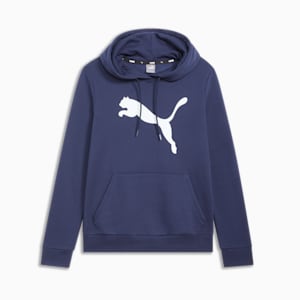 Sudadera con capucha Essentials con logotipo grande de gato para mujer, PUMA Navy, extralarge