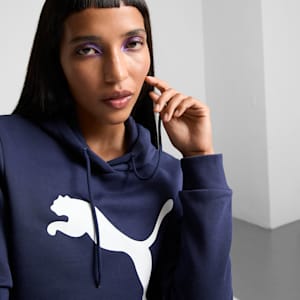 Sudadera con capucha Essentials con logotipo grande de gato para mujer, PUMA Navy, extralarge