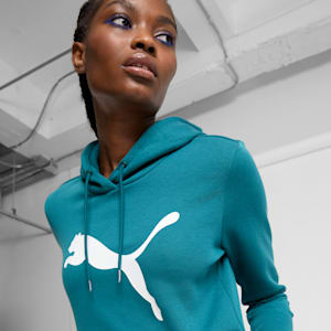 Sudadera con capucha Essentials con logotipo grande de gato para mujer, Cold Green, extralarge