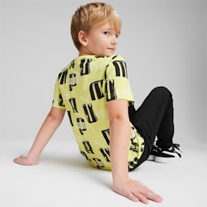 キッズ ボーイズ ESSプラス ロゴ LAB AOP Tシャツ 120-160cm, Lime Sheen, extralarge-JPN