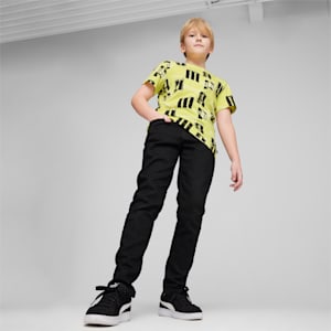 キッズ ボーイズ ESSプラス ロゴ LAB AOP Tシャツ 120-160cm, Lime Sheen, extralarge-JPN