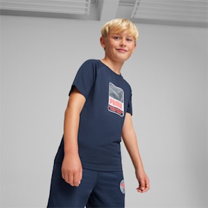 キッズ ボーイズ アクティブ スポーツ グラフィック 半袖 Tシャツ 120-160cm, Club Navy, extralarge-JPN