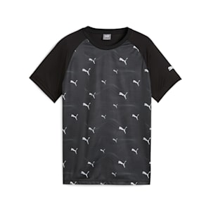 キッズ ボーイズ アクティブ スポーツ ポリ AOP 半袖 Tシャツ 120-160cm, PUMA Black, extralarge-JPN