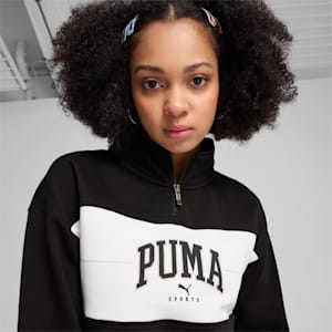 Chandail à capuchon à fermeture éclair quart de longueur PUMA SQUAD Femme, PUMA Black, extralarge