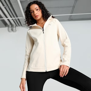 EVOSTRIPE Full-Zip Women's Hoodie, Alpine Snow, extralarge-IND