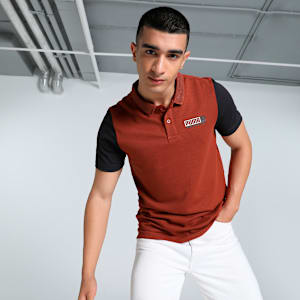 Men's Contrast Sleeve Slim Fit Polo, Mars Red, extralarge-IND