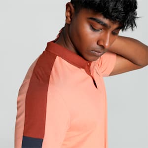 Men's Shoulder Colorblock Polo, Deeva Peach, extralarge-IND