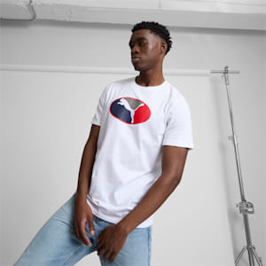 Oval Men's Tee, PUMA White-Puma White Multi, extralarge