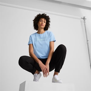 Camiseta PUMA Script Logo para mujer, Zen Blue, extralarge