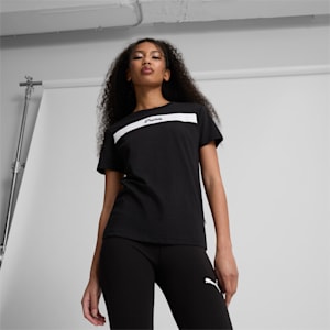 Camiseta PUMA Upfront Line Logo para mujer, PUMA Black, extralarge