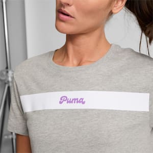 Camiseta PUMA Upfront Line Logo para mujer, Light Gray Heather, extralarge