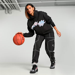 Cherry on Top Graphic Women's Oversized Basketball Hoodie, PUMA Black, extralarge-IND