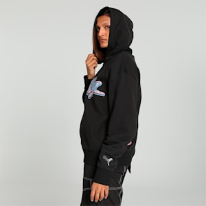 Cherry on Top Graphic Women's Oversized Basketball Hoodie, PUMA Black, extralarge-IND