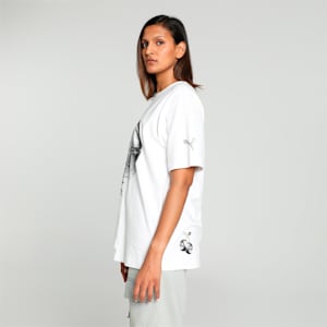 Cherry on Top Cut and Sew Women's Oversized Fit Basketball Tee, PUMA White, extralarge-IND