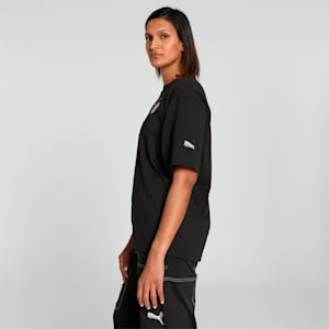 Cherry on Top Graphic Women's Oversized Fit Basketball Tee, PUMA Black, extralarge-IND