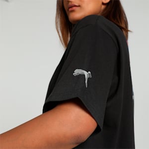 Cherry on Top Graphic Women's Oversized Fit Basketball Tee, PUMA Black, extralarge-IND