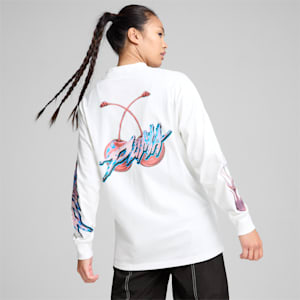 Camiseta de baloncesto de manga larga para mujer Cherry On Top, PUMA White, extralarge