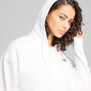 Essentials Small No. 1 Logo Fleece Women's Comfort Full-Zip Hoodie, PUMA White, extralarge