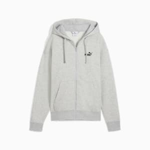 Essentials Small No. 1 Logo Fleece Women's Comfort Full-Zip Hoodie, Light Gray Heather, extralarge