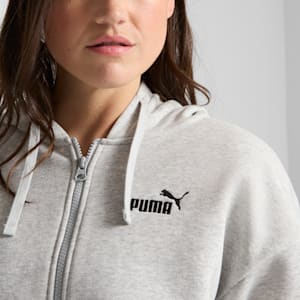 Essentials Small No. 1 Logo Fleece Women's Comfort Full-Zip Hoodie, Light Gray Heather, extralarge