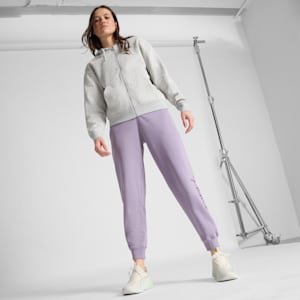 Essentials Small No. 1 Logo Fleece Women's Comfort Full-Zip Hoodie, Light Gray Heather, extralarge
