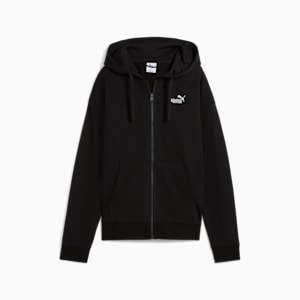 Essentials Small No. 1 Logo French Terry Women's Comfort Full-Zip Hoodie, PUMA Black, extralarge