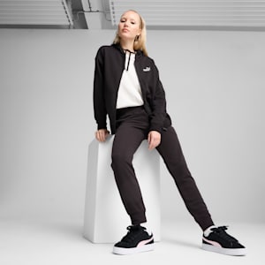 Essentials Small No. 1 Logo French Terry Women's Comfort Full-Zip Hoodie, PUMA Black, extralarge
