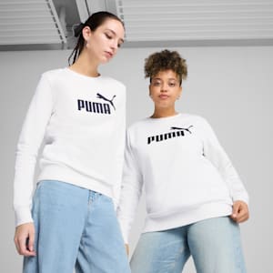 Suéter de cuello redondo para mujer logotipo Essentials No. 1, PUMA White, extralarge