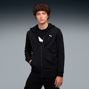 Essentials Men's Rubber Print Full-Zip Hoodie, PUMA Black, extralarge-IND