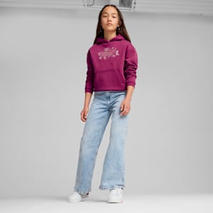 Sudadera con capucha juvenil ESS+ STARRY SAFARI, Magenta Gleam, extralarge