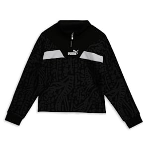 HYPERNATURAL Youth Printed Half-Zip Relaxed Fit Sweatshirt, PUMA Black, extralarge-IND