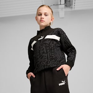 HYPERNATURAL Youth Printed Half-Zip Relaxed Fit Sweatshirt, PUMA Black, extralarge-IND