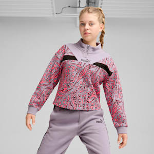 HYPERNATURAL Youth Printed Half-Zip Relaxed Fit Sweatshirt, Pale Plum, extralarge-IND