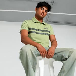 Men's Striped Slim Fit Polo, Calming Green, extralarge-IND