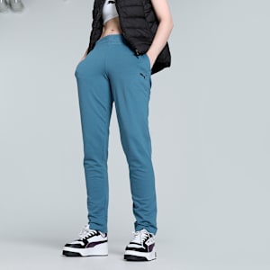 Women's Basic Open Hem Slim Fit Pants, Blue Horizon, extralarge-IND