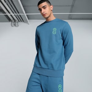 PUMA x one8 Men's Crew-Neck Slim Fit Sweatshirt, Blue Horizon, extralarge-IND