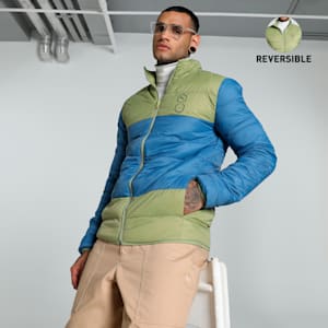 PUMA x one8 Men's Slim Fit Padded Down Jacket, Calming Green, extralarge-IND
