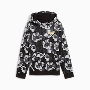 キッズ ガールズ ESS+ クラス アクト AOP 裏起毛 G フーディー 110-160cm, PUMA Black, extralarge-JPN