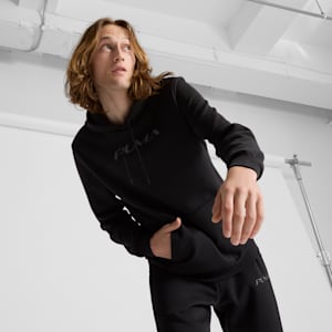 Sudadera con estampado a tono y capucha para hombre, PUMA Black, large