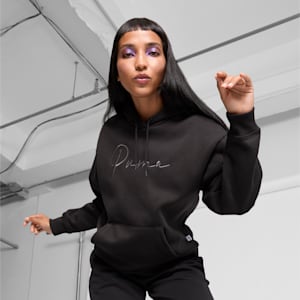 Sudadera con capucha para mujer PUMA Script Logo, PUMA Black, extralarge