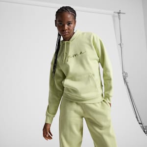 PUMA Script Logo Women's Hoodie, Pistachio Green, extralarge