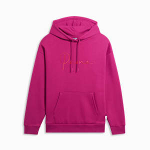 Sudadera con capucha para mujer PUMA Script Logo, Magenta Gleam, extralarge