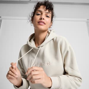 PUMA Script Logo Women's Hoodie, Desert Dust, extralarge