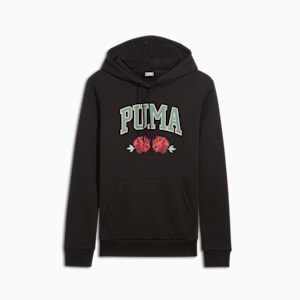 Faux Embroidered Floral Women's Hoodie, PUMA Black, extralarge