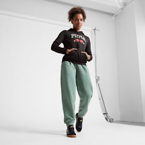 Faux Embroidered Floral Women's Hoodie, PUMA Black, extralarge