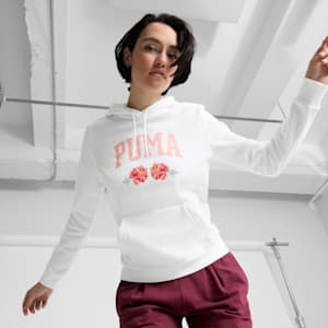 Faux Embroidered Floral Women's Hoodie, PUMA White, extralarge