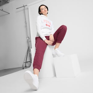 Chandail à capuchon à fausse broderie florale Femme, PUMA White, extralarge