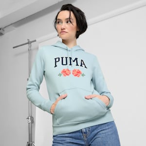 Faux Embroidered Floral Women's Hoodie, Frosted Dew, extralarge
